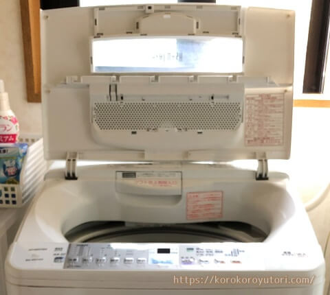 日立簡易乾燥機付き洗濯機 蓋と開口部拡大 W480文字